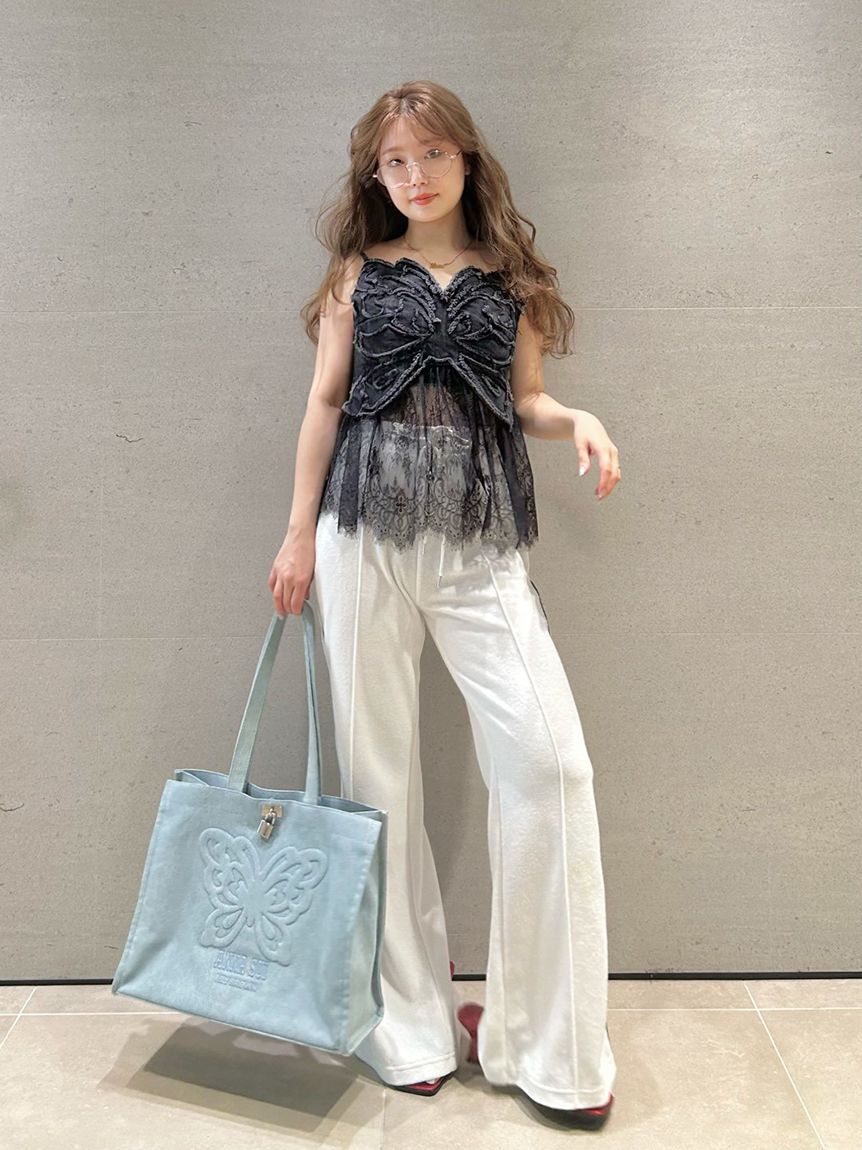 LILY BROWN「【LILY BROWN&times;ANNA SUI】サイドラインパイルパンツ」|チノ|