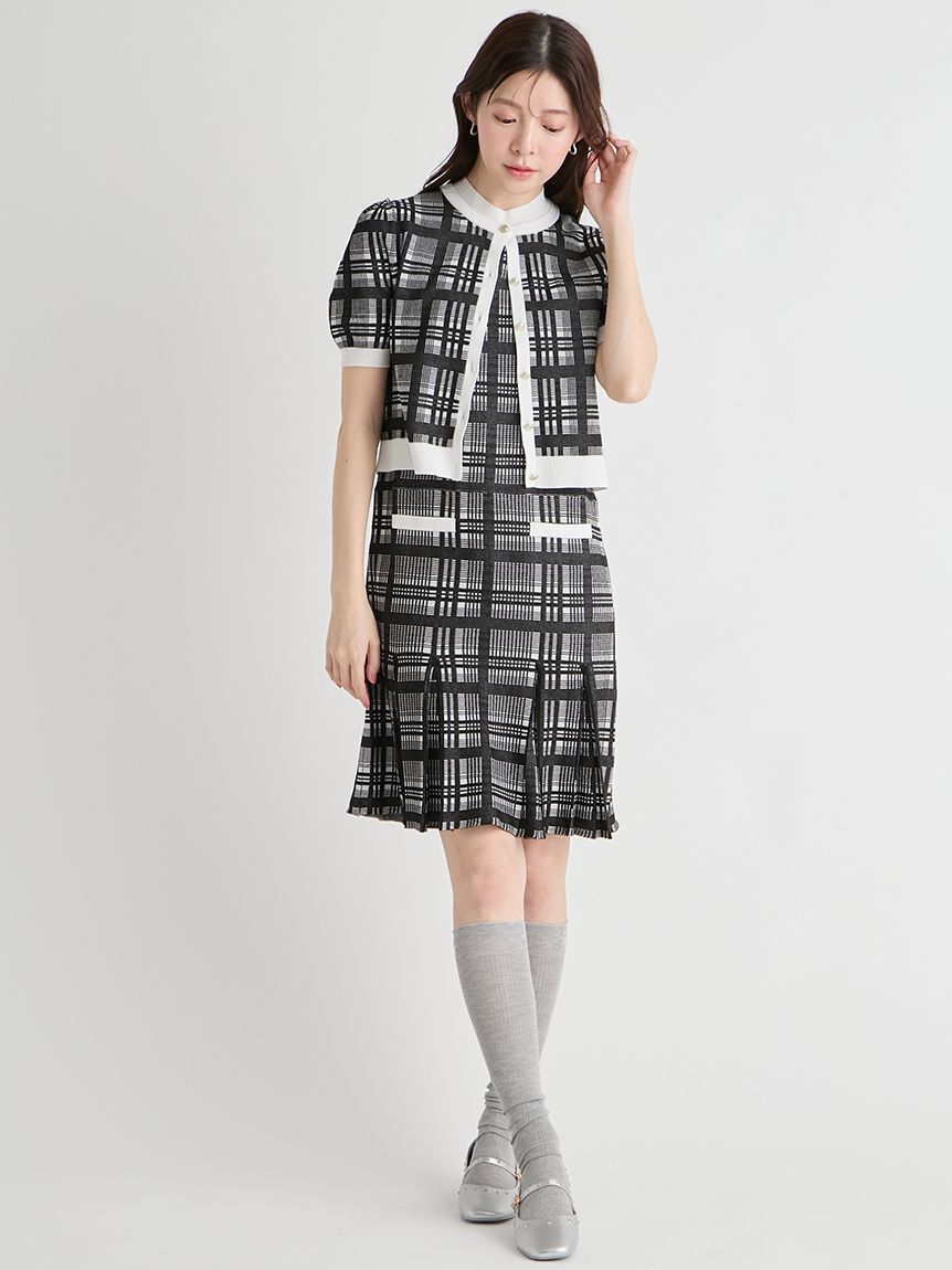 CELFORD「【洗える】【WEB限定カラー】チェックジャカードミニニットワンピースセット」|ワンピース|