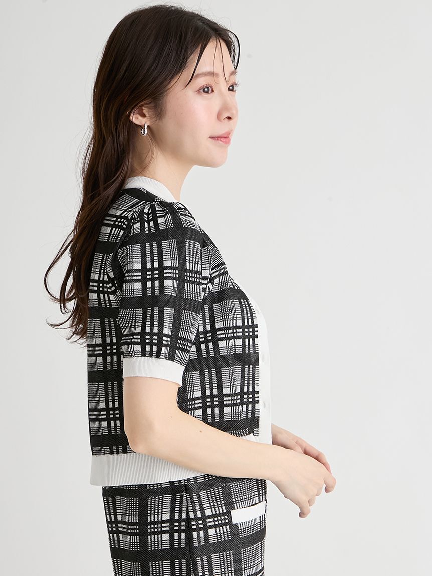 CELFORD「【洗える】【WEB限定カラー】チェックジャカードミニニットワンピースセット」|ワンピース|