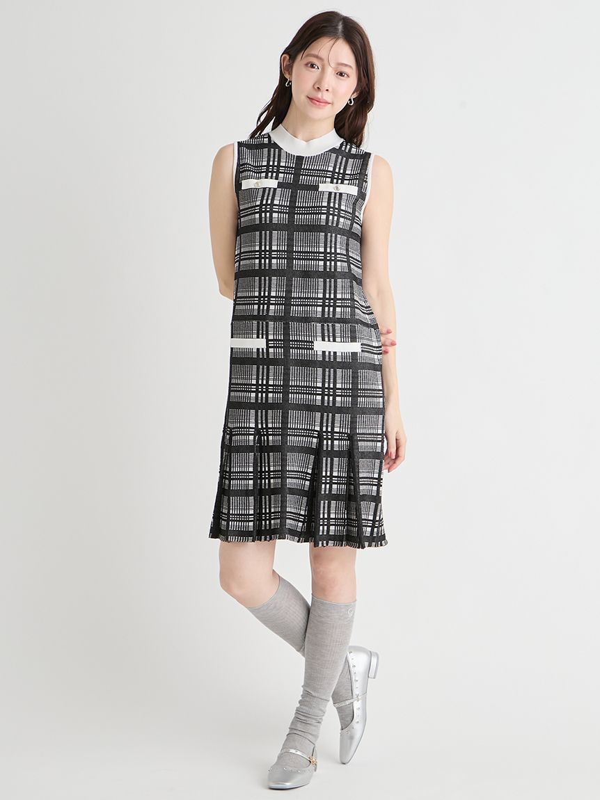 CELFORD「【洗える】【WEB限定カラー】チェックジャカードミニニットワンピースセット」|ワンピース|
