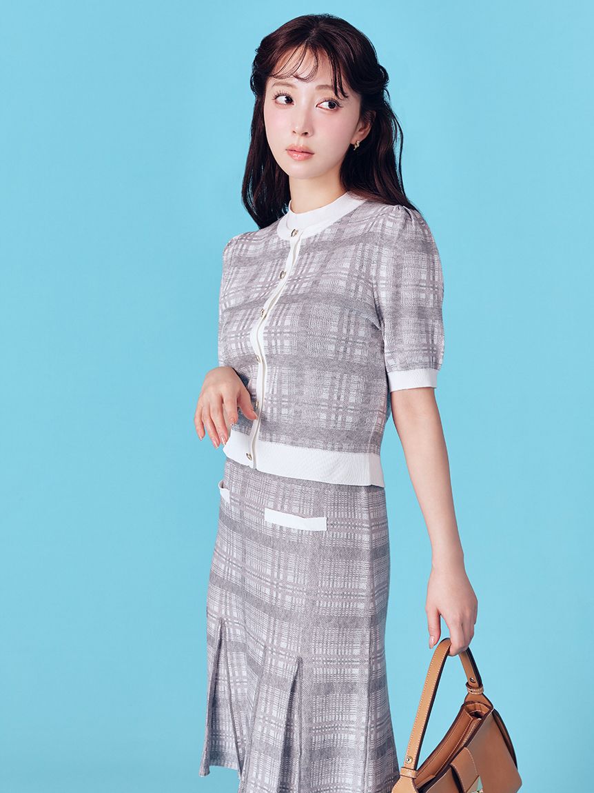 CELFORD「【洗える】【WEB限定カラー】チェックジャカードミニニットワンピースセット」|ワンピース|