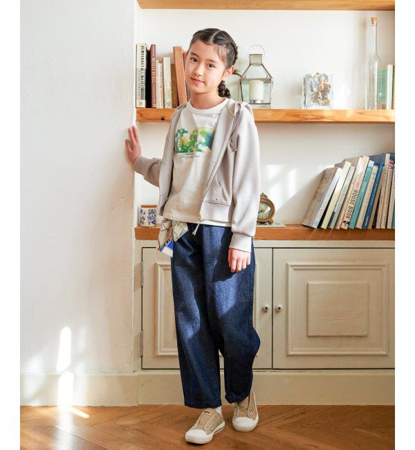 ikka kids「ダンボール裾レイヤージップパーカー（120~160cm）」|Tシャツ・カットソー|