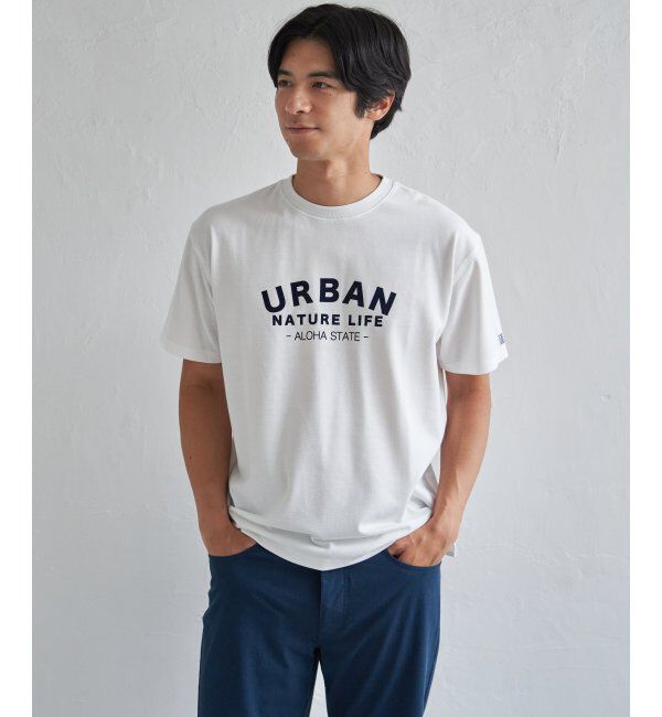ikka「URBAN NATURE LIFE アーバンネイチャーライフ 鹿の子フロッキープリントTシャツ」|Tシャツ・カットソー|ホワイト