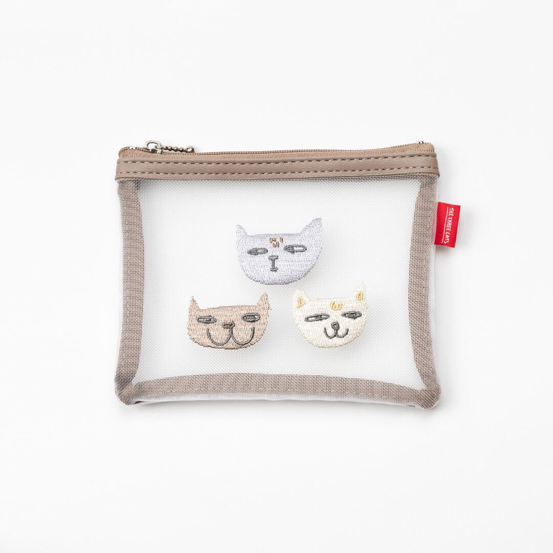  「THE THREE CATS メッシュミニフラットポーチ」|ポーチ|
