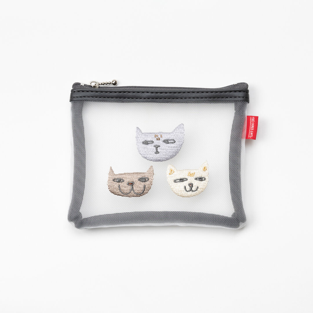  「THE THREE CATS メッシュミニフラットポーチ」|ポーチ|
