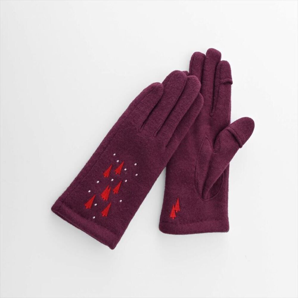 BACKYARD FAMILY「クロダ 手袋 レディース 通販 グローブ 手ぶくろ 暖かい かわいい 刺繍 スマートフォン対応」|手袋|パープル1