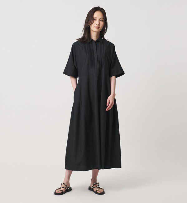 UNITED ARROWS「タック シャツ ワンピース」|ワンピース|BLACK