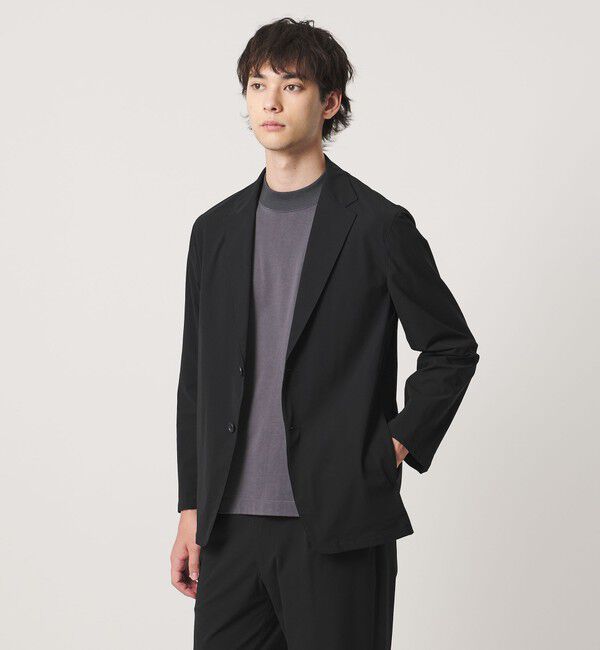 UNITED ARROWS「ナイロン/ポリウレタン エコニール シングル 2ボタン ジャケット タテヨコストレッチ」|テーラードジャケット|BLACK