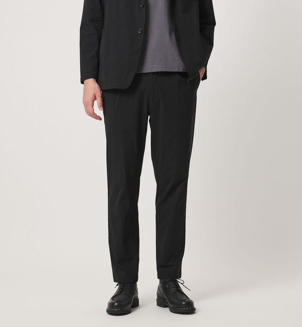 UNITED ARROWS「ナイロン/ポリウレタン エコニール 1プリーツ ハーフギャザー イージーパンツ タテヨコストレッチ」|チノ|BLACK
