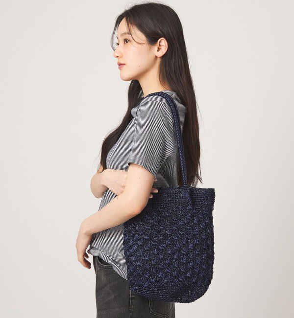 UNITED ARROWS green label relaxing「メタリックヤーンレーシー トートバッグ / ショルダーバッグ」|ショルダー・メッセンジャー|NAVY
