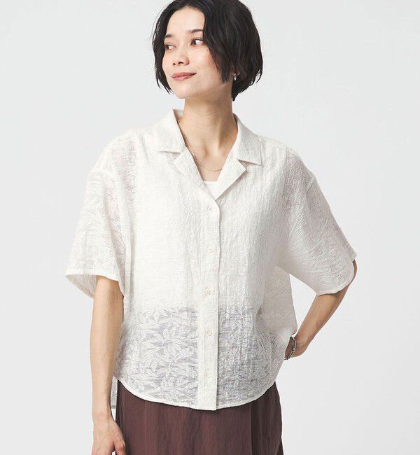 UNITED ARROWS green label relaxing「ジャガード シャツ」|シャツ・ブラウス|OFF WHITE