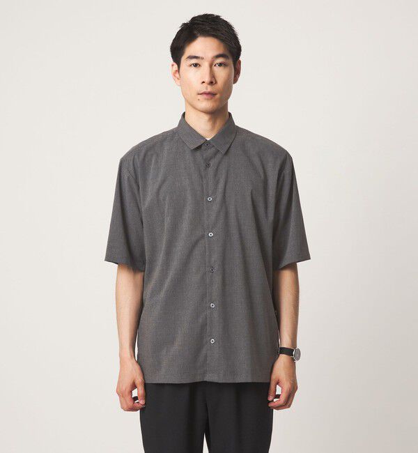 UNITED ARROWS green label relaxing「【WEB限定】JUST fit ウールライク ボックス シルエット 半袖 シャツ」|シャツ・ブラウス|
