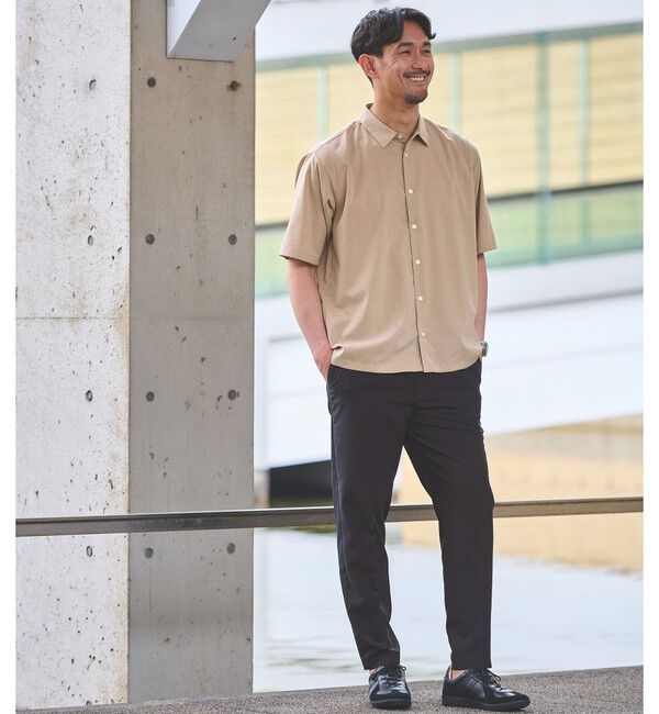 UNITED ARROWS green label relaxing「【WEB限定】JUST fit ウールライク ボックス シルエット 半袖 シャツ」|シャツ・ブラウス|