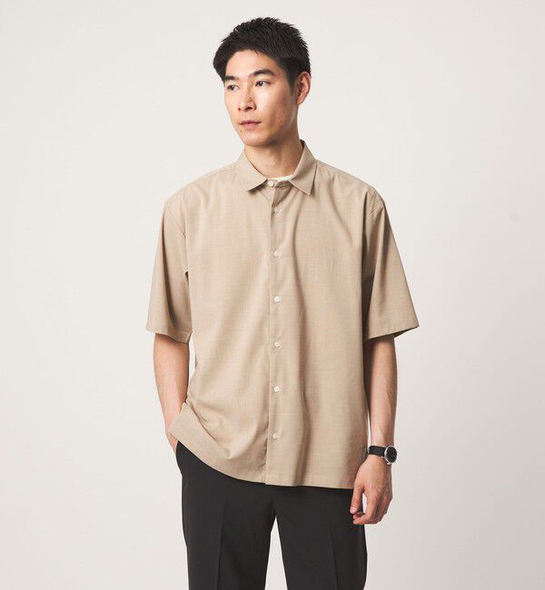 UNITED ARROWS green label relaxing「【WEB限定】JUST fit ウールライク ボックス シルエット 半袖 シャツ」|シャツ・ブラウス|