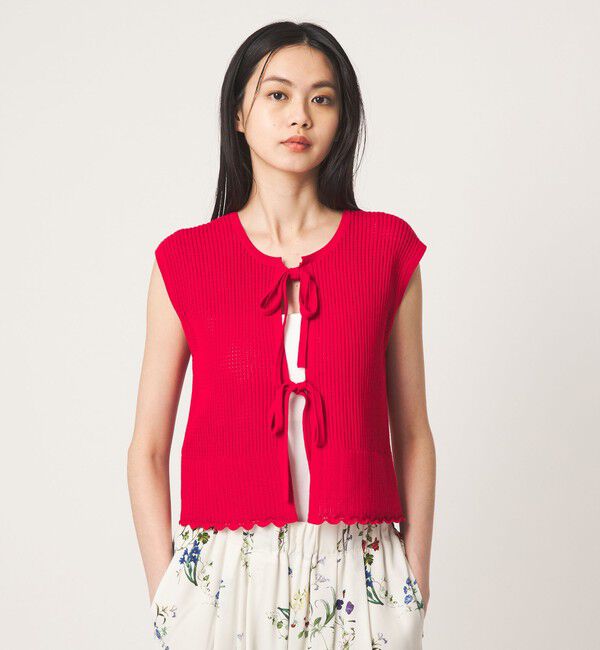 EMMEL REFINES「＜EMMEL REFINES＞EM HW スカシアミ 2WAY ニットベスト」|ニット・セーター|RED