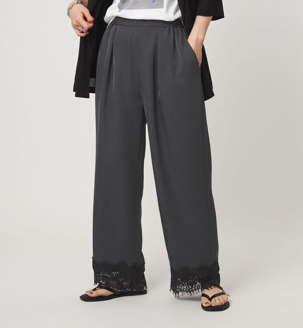 UNITED ARROWS green label relaxing「【WEB限定】＜at ease＞スソ レース パンツ」|その他|DK.GRAY