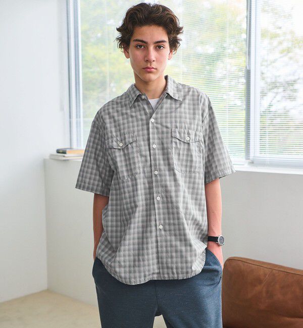 UNITED ARROWS green label relaxing「【別注】＜SMITH&rsquo;S AMERICAN＞チェック柄 半袖 シャツ」|シャツ・ブラウス|MD.GRAY