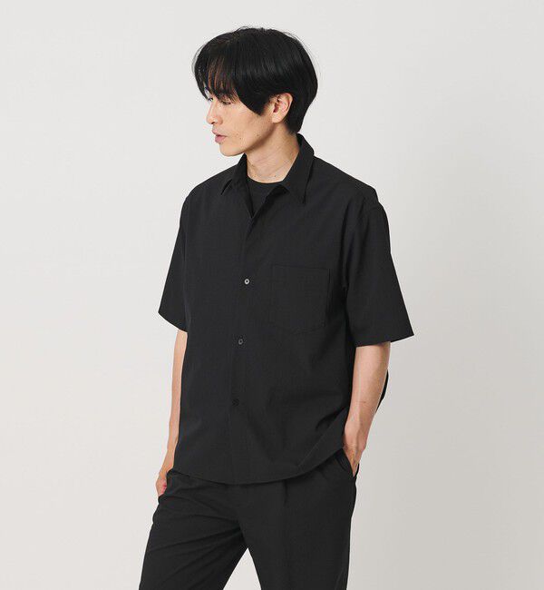BEAUTY&YOUTH UNITED ARROWS「KOMATSU PACK トロピカル レギュラー シャツ FORM型 ストレッチ 吸水速乾 UVカット セットアップ対応」|シャツ・ブラウス|BLACK