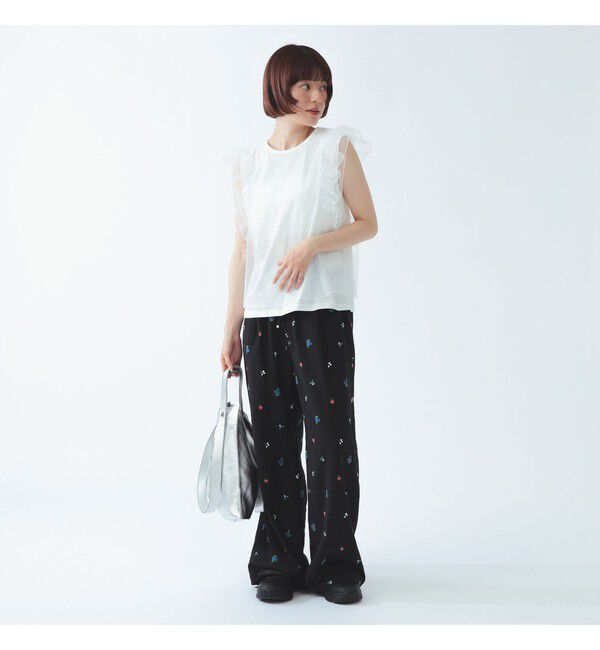 Ray BEAMS 「チュール レイヤー ラッフル フレンチスリーブ」|Tシャツ・カットソー|