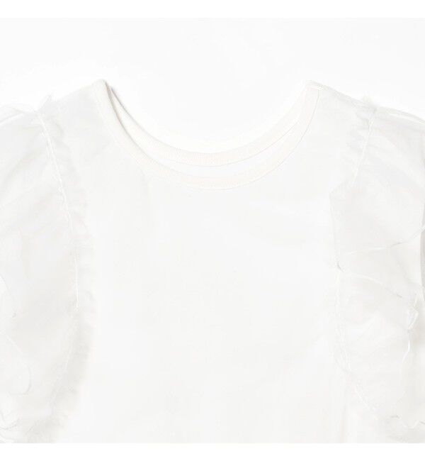 Ray BEAMS 「チュール レイヤー ラッフル フレンチスリーブ」|Tシャツ・カットソー|