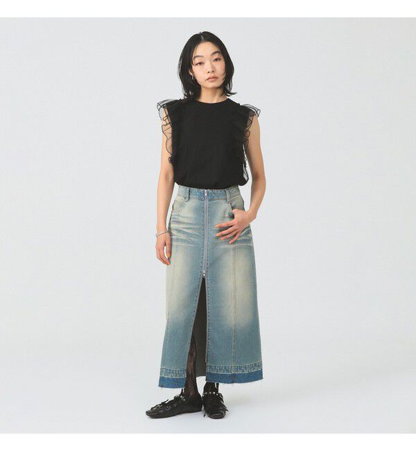 Ray BEAMS 「チュール レイヤー ラッフル フレンチスリーブ」|Tシャツ・カットソー|