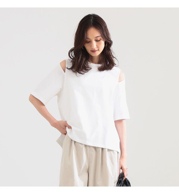 Demi-Luxe BEAMS 「ショルダー スリット Tシャツ」|Tシャツ・カットソー|