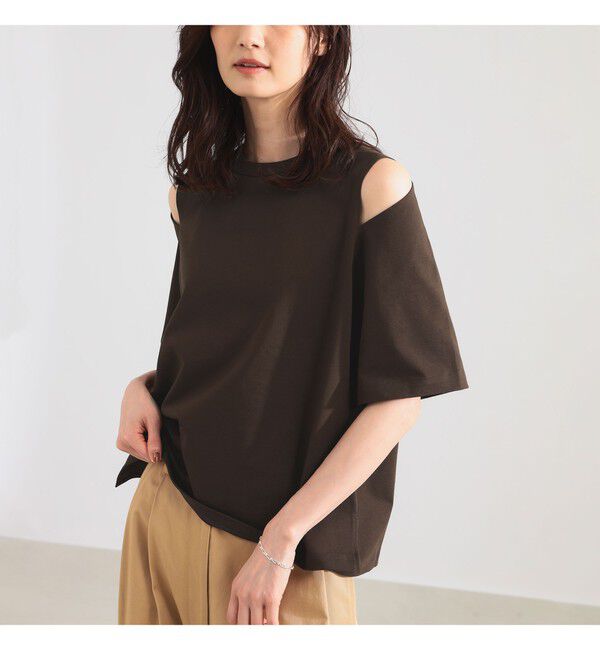 Demi-Luxe BEAMS 「ショルダー スリット Tシャツ」|Tシャツ・カットソー|