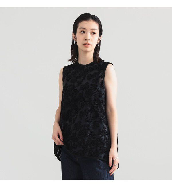 Demi-Luxe BEAMS 「モールヤーン エンブロ ノースリーブ ブラウス」|シャツ・ブラウス|