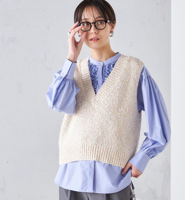 SHIPS for women「〈手洗い可能〉カール ヤーン スパンコール ベスト 24SS ◇」|ベスト・ジレ|