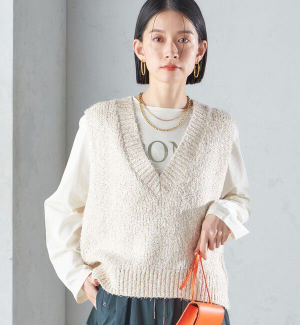 SHIPS for women「〈手洗い可能〉カール ヤーン スパンコール ベスト 24SS ◇」|ベスト・ジレ|