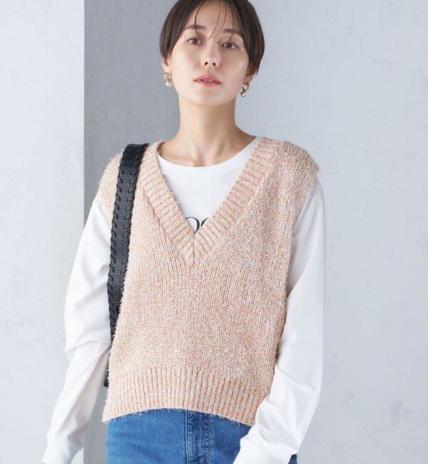 SHIPS for women「〈手洗い可能〉カール ヤーン スパンコール ベスト 24SS ◇」|ベスト・ジレ|