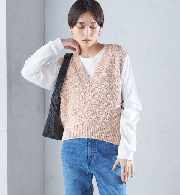 SHIPS for women「〈手洗い可能〉カール ヤーン スパンコール ベスト 24SS ◇」|ベスト・ジレ|