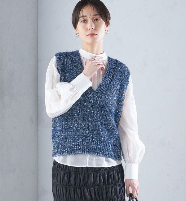 SHIPS for women「〈手洗い可能〉カール ヤーン スパンコール ベスト 24SS ◇」|ベスト・ジレ|