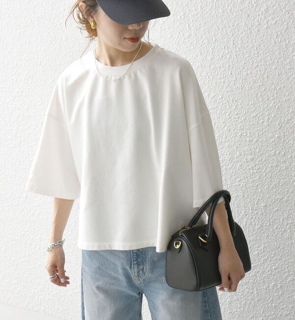 SHIPS any「【WEB限定】SHIPS any:〈洗濯機可能〉インレイ ハーフスリーブ ショートTEE」|Tシャツ・カットソー|