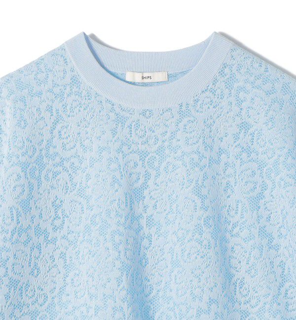 SHIPS for women「〈手洗い可能〉レース ジャカード ショートスリーブ カットソー」|Tシャツ・カットソー|
