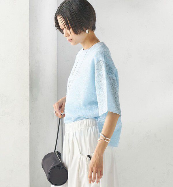 SHIPS for women「〈手洗い可能〉レース ジャカード ショートスリーブ カットソー」|Tシャツ・カットソー|