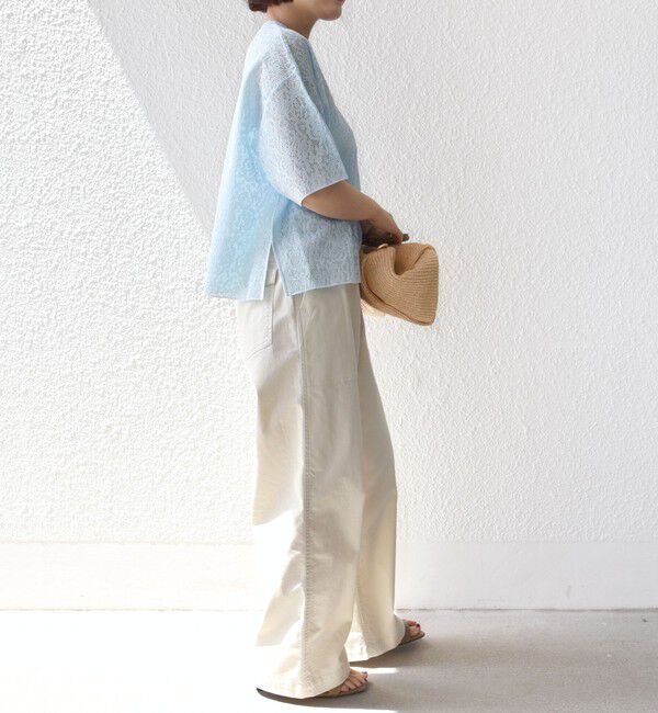 SHIPS for women「〈手洗い可能〉レース ジャカード ショートスリーブ カットソー」|Tシャツ・カットソー|