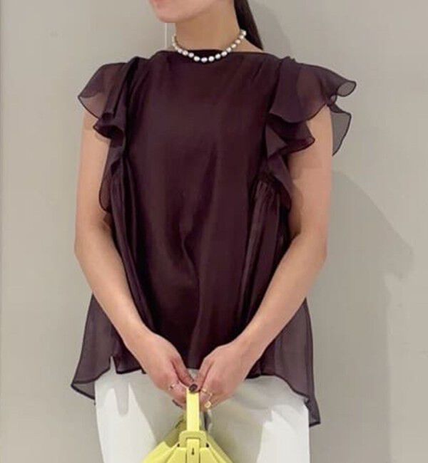 Ballsey「セルロースポリエステルオーガンジー フレアスリーブブラウス」|シャツ・ブラウス|49 ブラウン