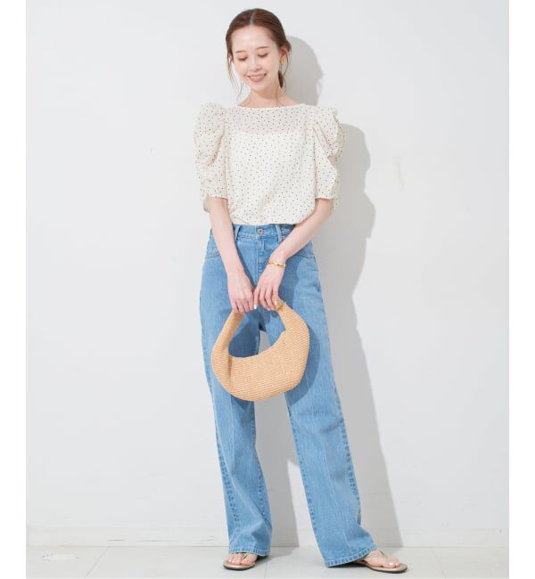 SLOBE IENA「《WEB限定カラーあり/追加予約》シアードット袖ボリュームブラウス」|シャツ・ブラウス|