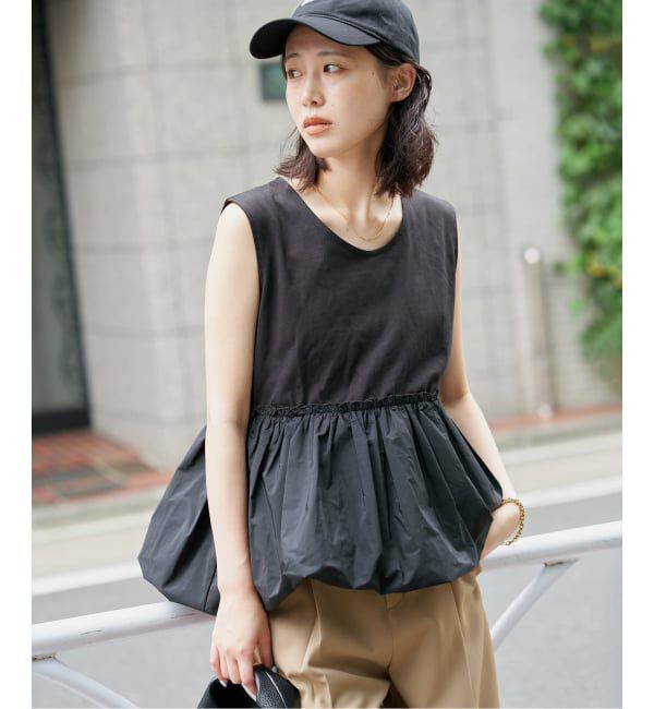 SLOBE IENA「バルーンコンビカットソー」|Tシャツ・カットソー|ブラック