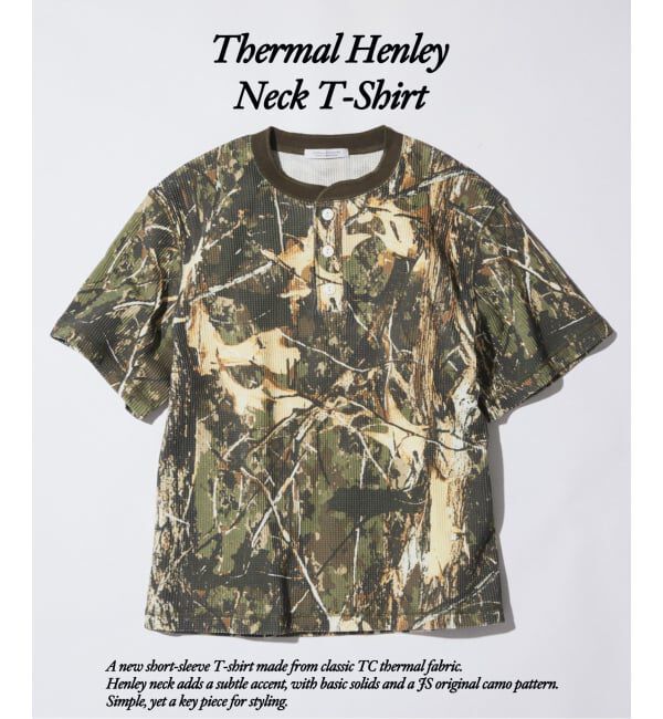 JOURNAL STANDARD「TC サーマル 半袖 ヘンリーネック Tシャツ」|Tシャツ・カットソー|カーキ