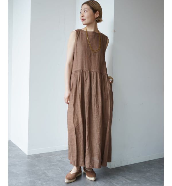 journal standard luxe「【ARMEN】LINEN PLAIN  BOAT NECK DRESS」|ワンピース|