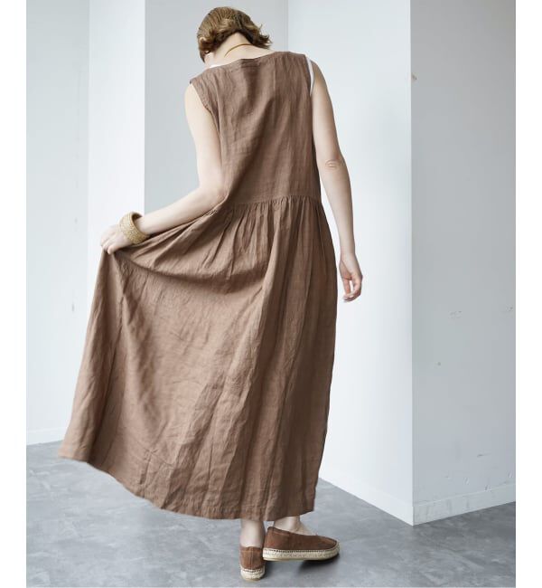 journal standard luxe「【ARMEN】LINEN PLAIN  BOAT NECK DRESS」|ワンピース|