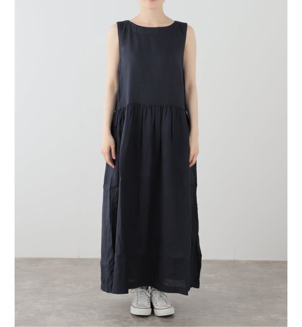 journal standard luxe「【ARMEN】LINEN PLAIN  BOAT NECK DRESS」|ワンピース|ネイビー