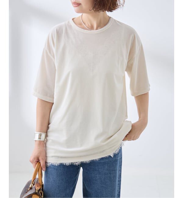 journal standard L'essage「《追加/接触冷感》クールタッチベロアTシャツ」|Tシャツ・カットソー|ナチュラル