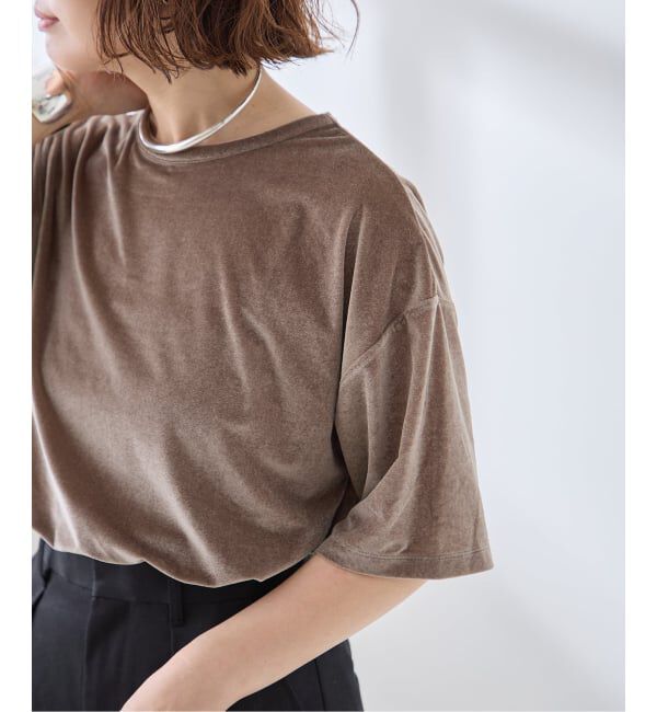 journal standard L'essage「《追加/接触冷感》クールタッチベロアTシャツ」|Tシャツ・カットソー|ブラウン