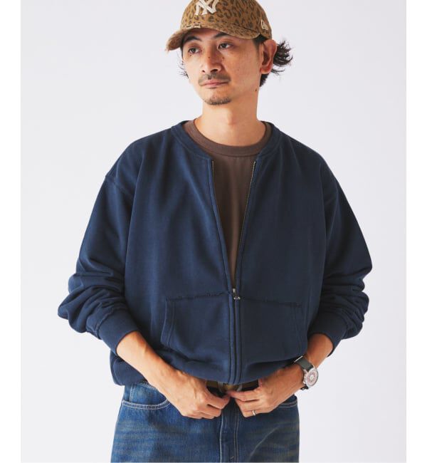 JOURNAL STANDARD relume「《予約》ラフカット ノーカラー スウェット カーディガン」|カーディガン|ネイビー