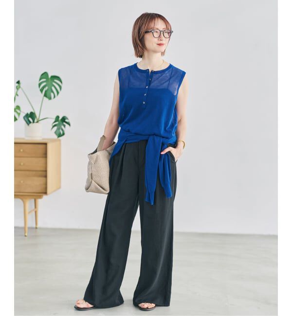 Spick and Span「ハイブリッドラミー1タックワイドパンツ」|スラックス|
