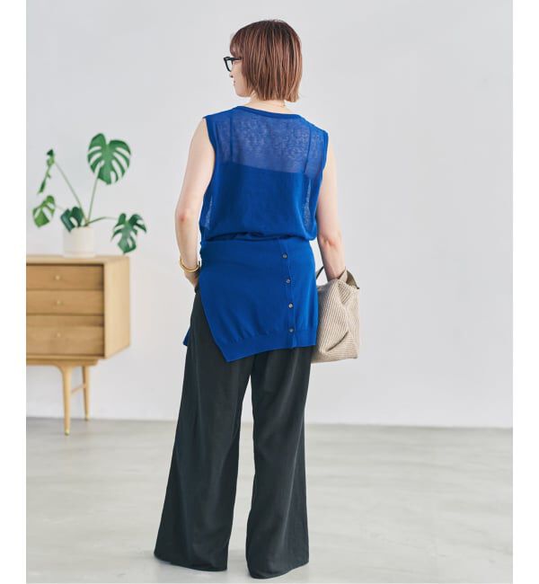 Spick and Span「ハイブリッドラミー1タックワイドパンツ」|スラックス|