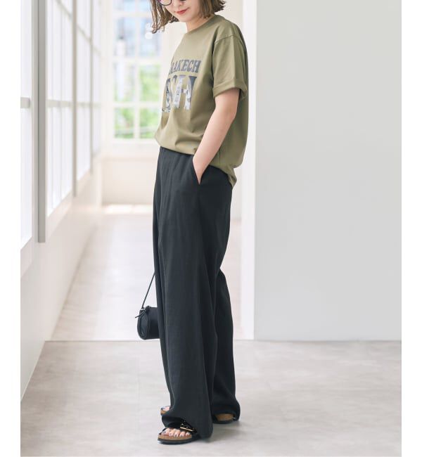 Spick and Span「ハイブリッドラミー1タックワイドパンツ」|スラックス|